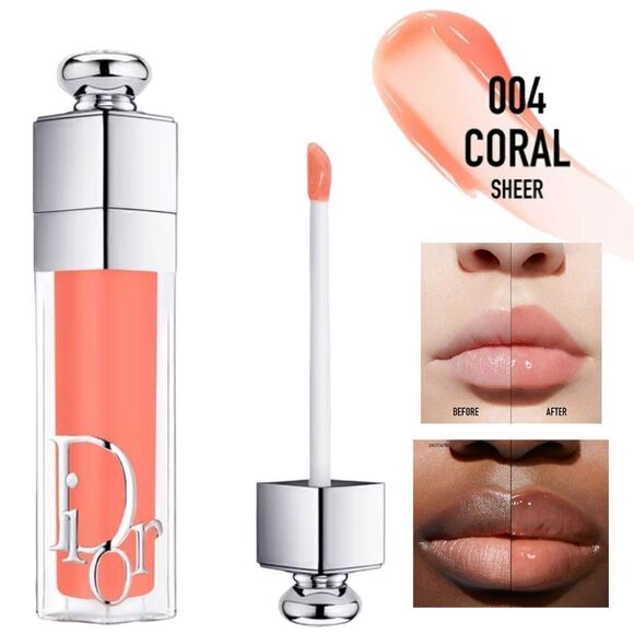 NWT DIOR Addict Lip Maximizer Gloss  24h Hydration COLOR: 004 Coral - Picture 1 of 13
